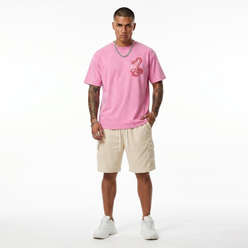 Men s Hip Hop Fashion Set Pink Snake Print T-Shirt + Beige Cargo Shorts Vintage Washed Cotton Two Piece Streetwear Outfit Suits S абрикосовый/розовый
Men s Hip Hop Fashion Set Pink Snake Print T-Shirt + Beige Cargo Shorts Vintage Washed Cotton Two Piece Streetwear Outfit Suits S абрикосовый/розовый