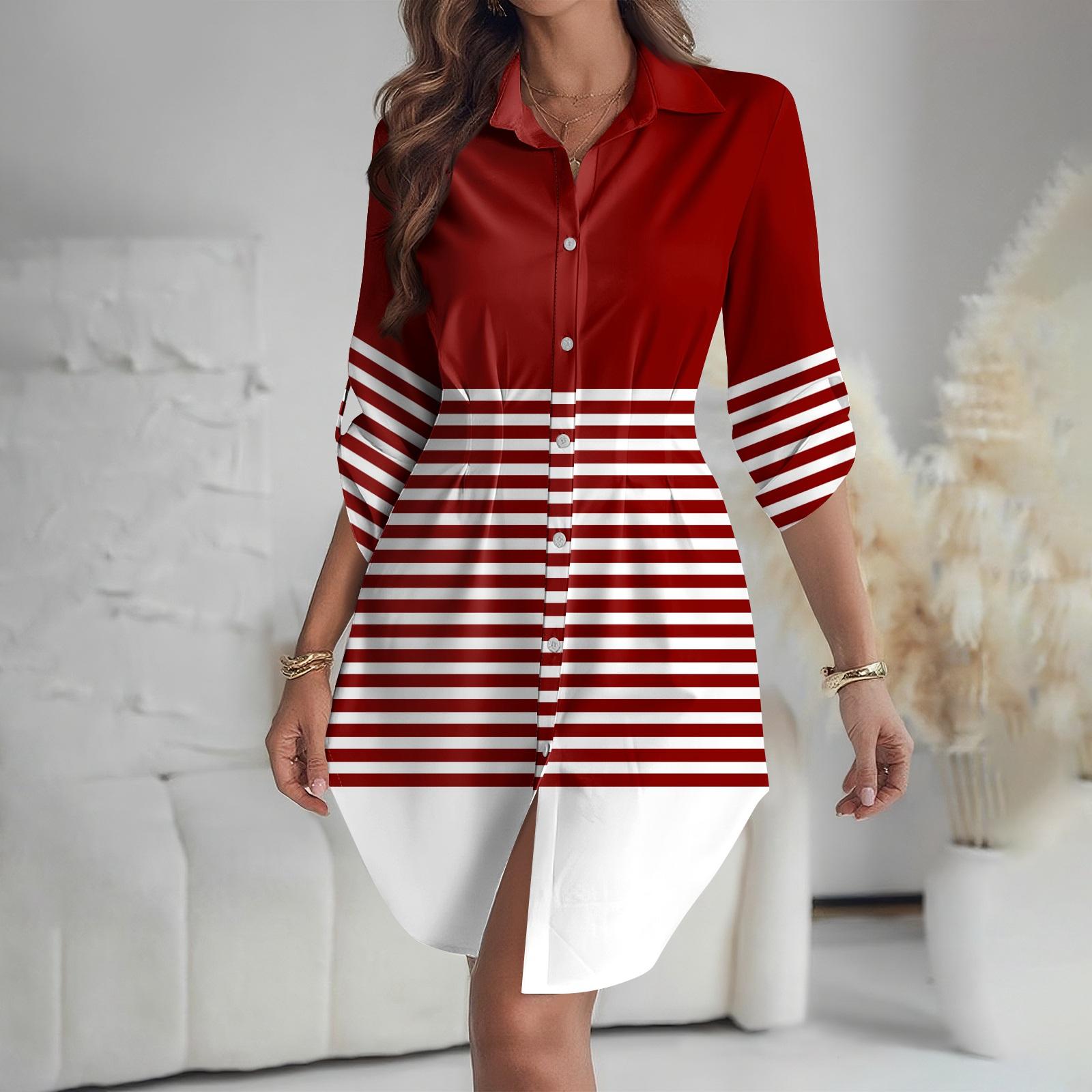 Women s Loose-fitting V-neck Long-sleeved Dress Print Work Shirt Dress L червоний
Women s Loose-fitting V-neck Long-sleeved Dress Print Work Shirt Dress L червоний