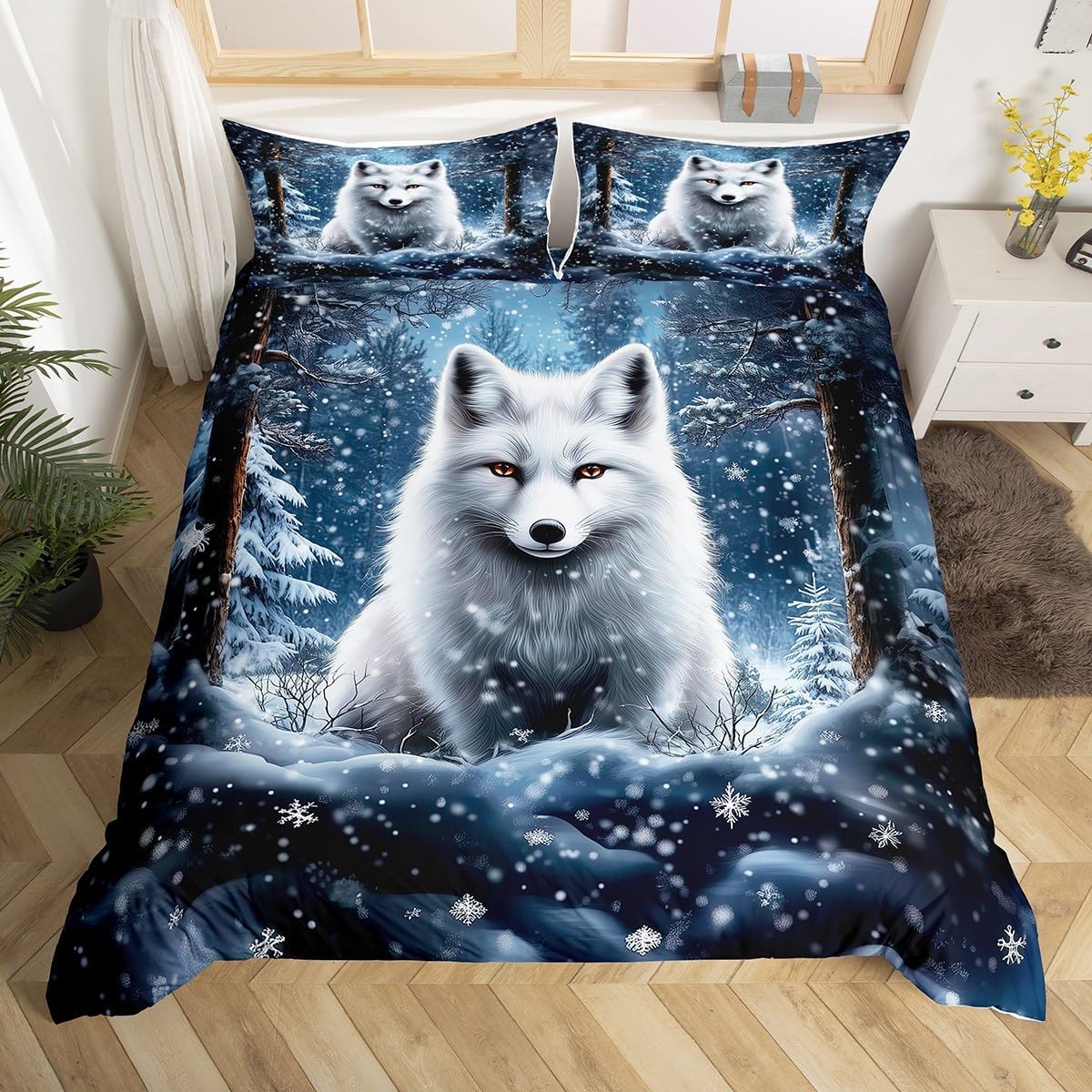 Snow Fox Soft Duvet Cover Twin Quen for Young Boys Young Girls,Wodlplus Animal Beding Set Winter Wildlife Warm Comforter Cover Pine Tres Bed Linen Set 100*200cm Single
Snow Fox Soft Duvet Cover Twin Quen for Young Boys Young Girls,Wodlplus Animal Beding Set Winter Wildlife Warm Comforter Cover Pine Tres Bed Linen Set 100*200cm Single