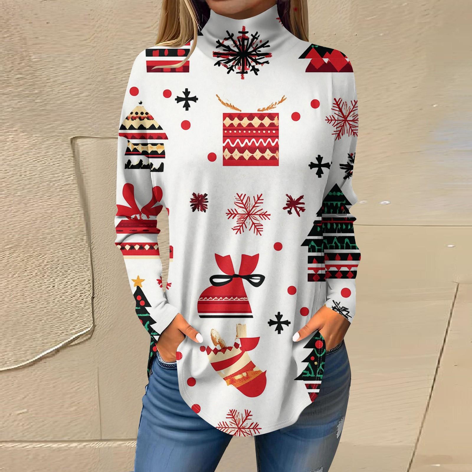 Жіночі футболки для осені Повсякденні сорочки з довгими рукавами Світшоти Вінтажний пуловер з високим горлом і принтом XXXL
Жіночі футболки для осені Повсякденні сорочки з довгими рукавами Світшоти Вінтажний пуловер з високим горлом і принтом XXXL