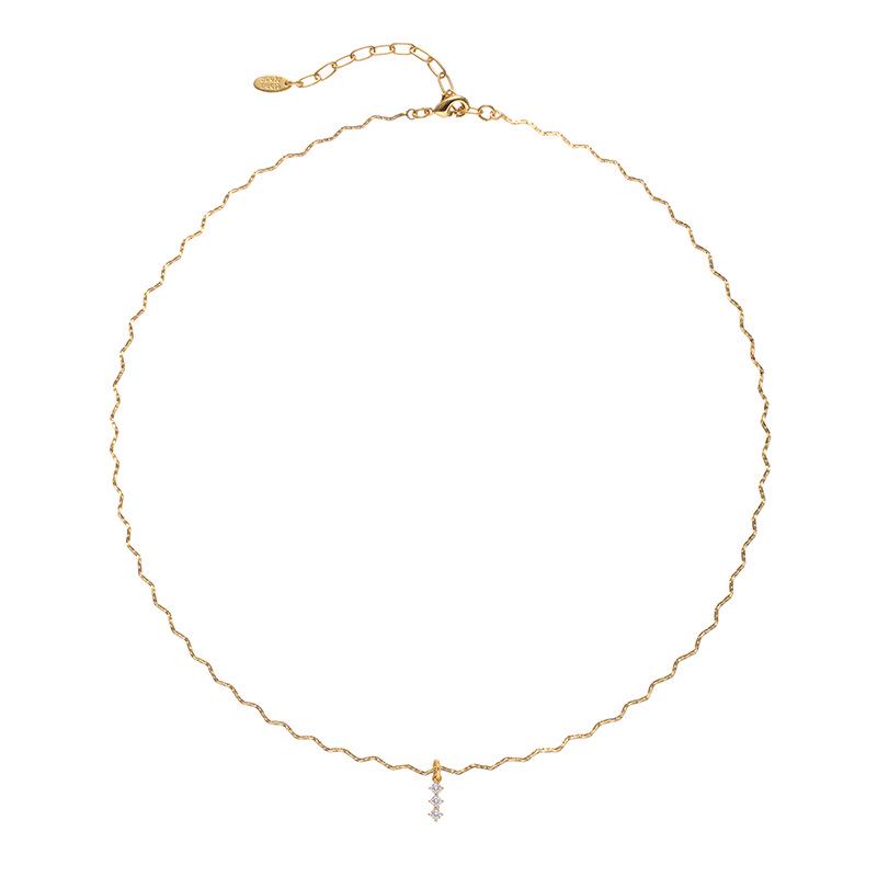 18K Gold-Plated Zircon Wave Chain Necklace - Minimalist European & American Style золотой
18K Gold-Plated Zircon Wave Chain Necklace - Minimalist European & American Style золотой