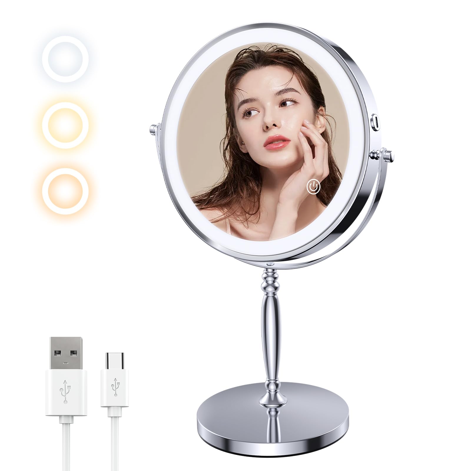 Зеркало для макияжа MILPROX Actress с подставкой настольное USB 2000 мАч с высокой регулировкой цвета макияжа выключение касанием вращающееся зеркало, свет, зеркало,
Зеркало для макияжа MILPROX Actress с подставкой настольное USB 2000 мАч с высокой регулировкой цвета макияжа выключение касанием вращающееся зеркало, свет, зеркало,