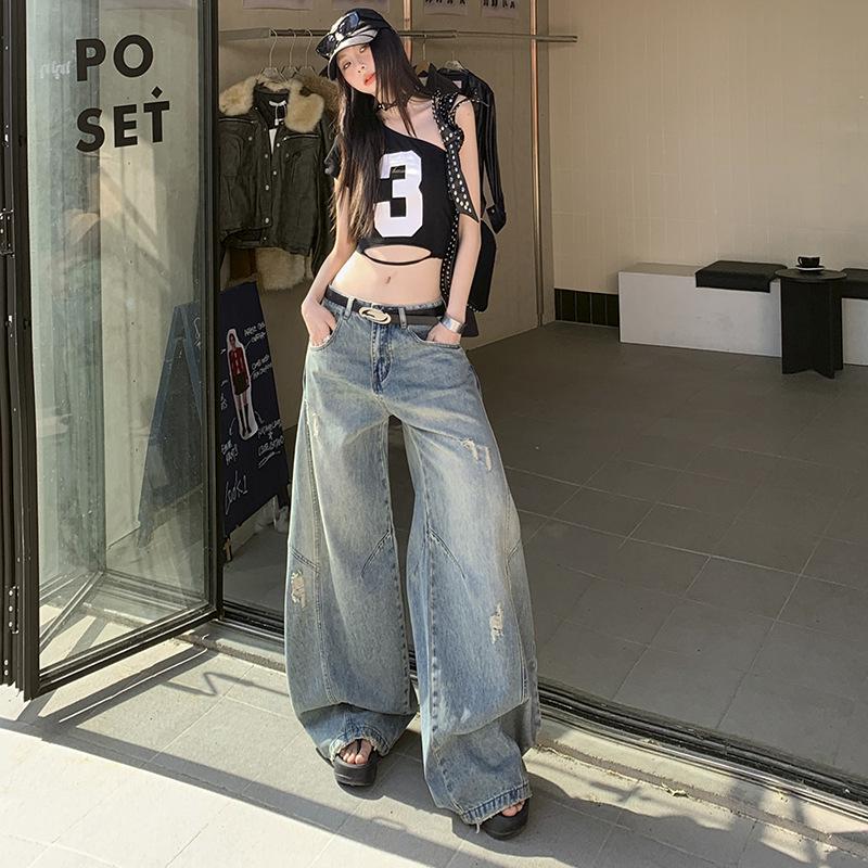 Retro High-Waist Wide-Leg Jeans for Women - Spring/Autumn 2025: Slimming, Loose, Floor-Length, Curved Ripped Design Extra Small
Retro High-Waist Wide-Leg Jeans for Women - Spring/Autumn 2025: Slimming, Loose, Floor-Length, Curved Ripped Design Extra Small
