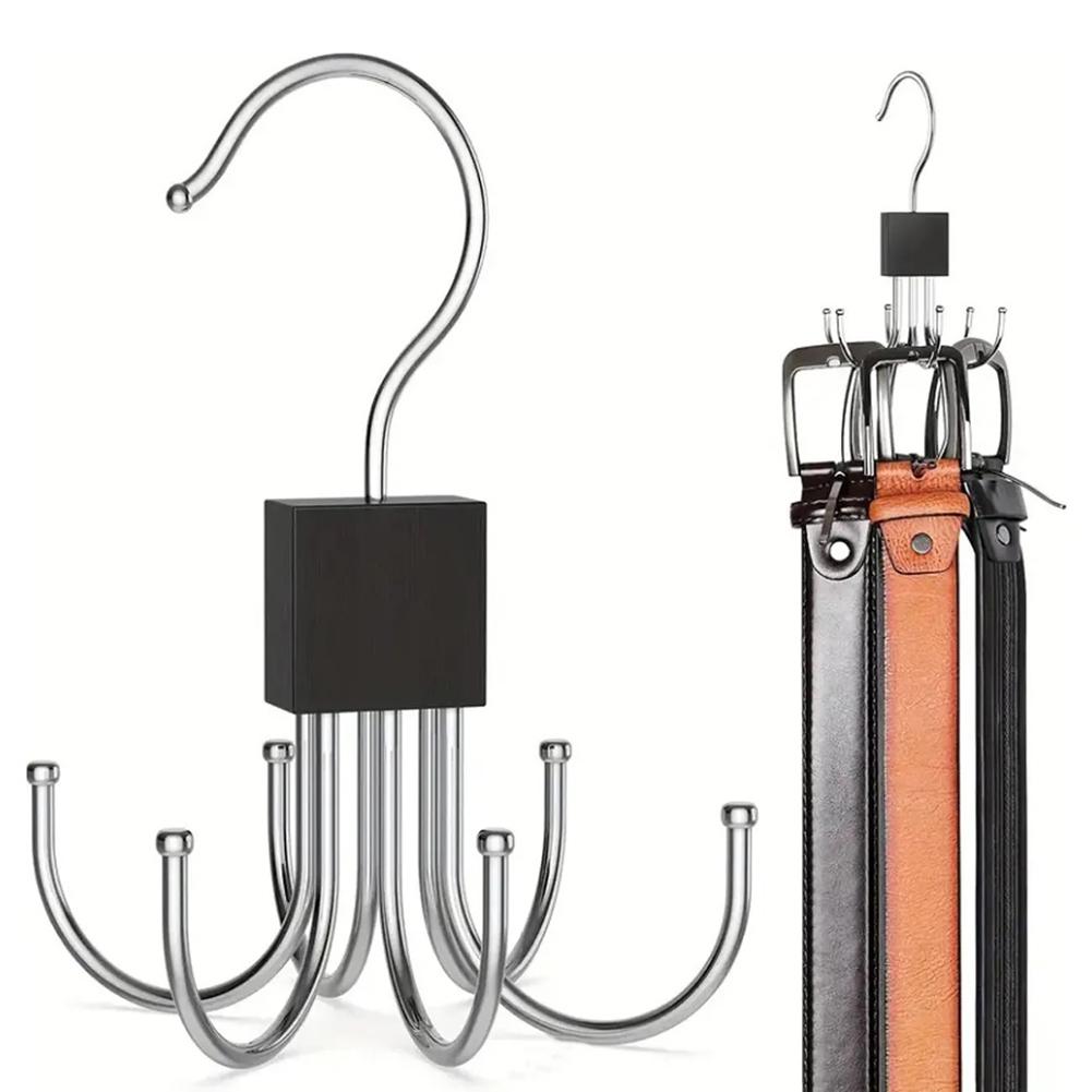 360° Rotating Storage Hanger Clothes Hook Metal Belts Rack Wooden Organizer For Bras Ties Scarves Household Closet Organizer Black 1PC
360° Rotating Storage Hanger Clothes Hook Metal Belts Rack Wooden Organizer For Bras Ties Scarves Household Closet Organizer Black 1PC