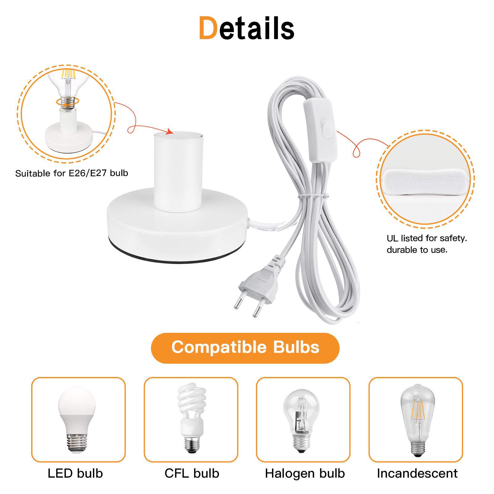 5 Colors Metal Desktop Lamp Base 1.8m Cord E27 E26 Base Holder with on/off Switch, EU US Plug Screw Base for Table
5 Colors Metal Desktop Lamp Base 1.8m Cord E27 E26 Base Holder with on/off Switch, EU US Plug Screw Base for Table