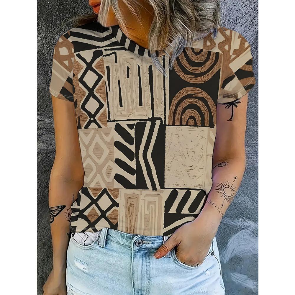 Women S Short-Sleeve T-Shirt with a Unique And Stylish Brown And Black Geometric Patchwork S
Women S Short-Sleeve T-Shirt with a Unique And Stylish Brown And Black Geometric Patchwork S
