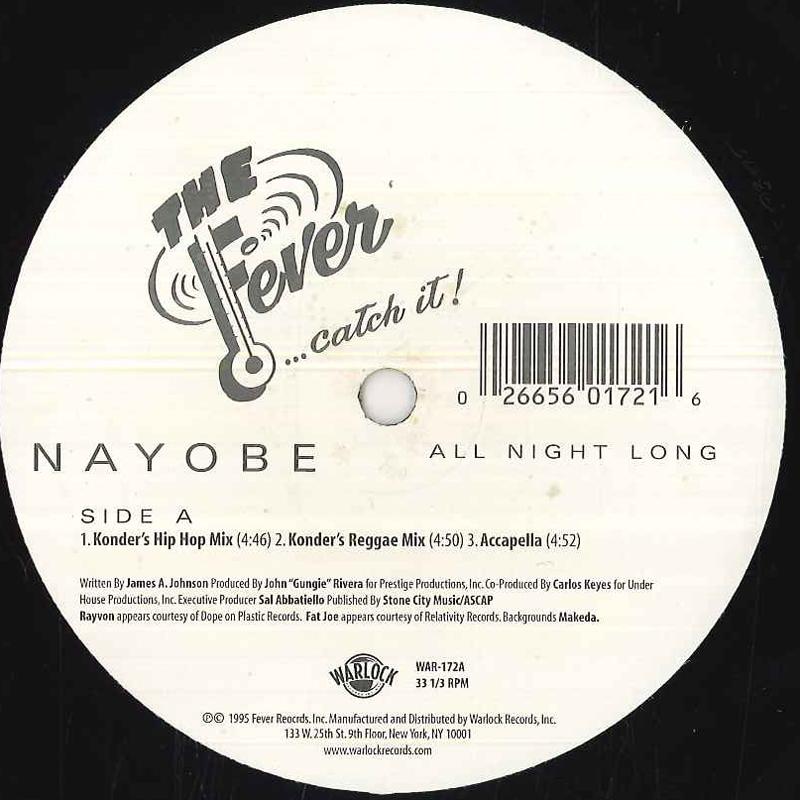 12inch Record NAYOBE - All Night Long WAR172 Fever Records, 1995 US Rap & Hip-Hop/R&B Used
12inch Record NAYOBE - All Night Long WAR172 Fever Records, 1995 US Rap & Hip-Hop/R&B Used