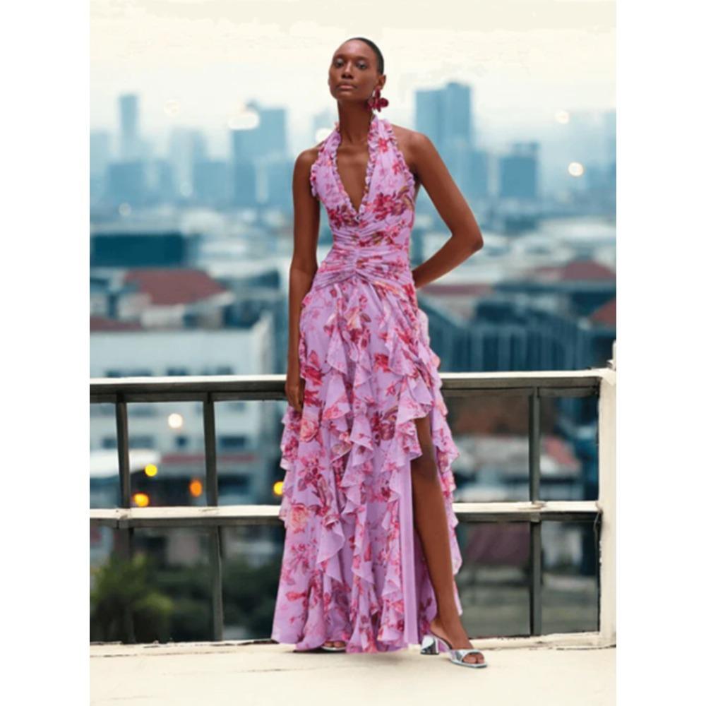 Autumn new European and American clothing gentle style fashion printed pleated waist dress XXL
Autumn new European and American clothing gentle style fashion printed pleated waist dress XXL