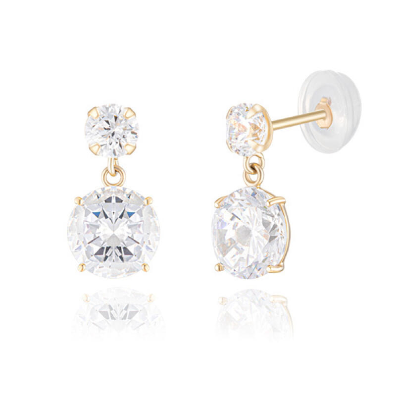 14K Gold Earrings with Clear Cubic Zirconia BE02016 Yellow Gold
14K Gold Earrings with Clear Cubic Zirconia BE02016 Yellow Gold