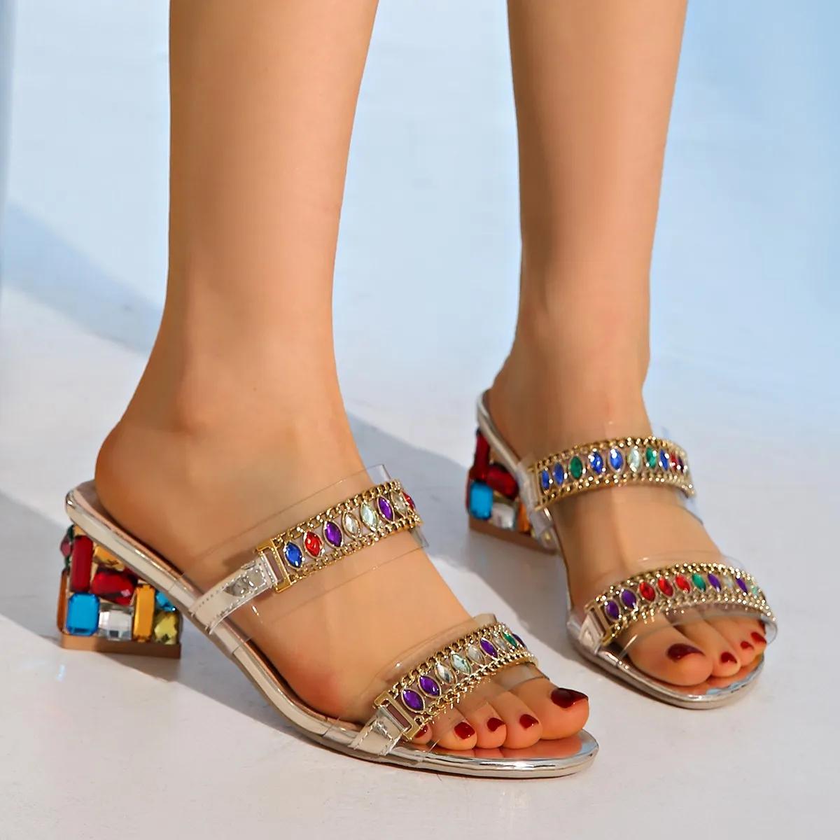 Luxury Crystal Summer High Heels Sandals Women 2025 Brand Design Colorful Gem Heeled Party Shoes Woman Plus Size Sandalias Mujer 43
Luxury Crystal Summer High Heels Sandals Women 2025 Brand Design Colorful Gem Heeled Party Shoes Woman Plus Size Sandalias Mujer 43