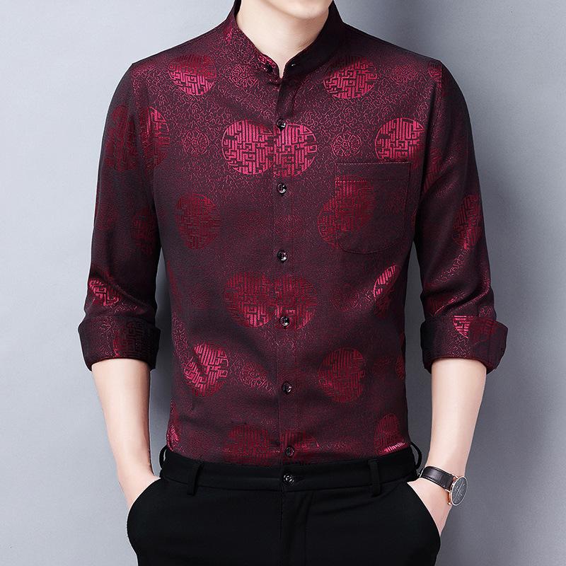 Мужская красная рубашка с принтом, длинное осеннее тонкое свадебное платье с рукавами для счастливого тестя или папы средних лет, рубашка для свадебного банкета M
Мужская красная рубашка с принтом, длинное осеннее тонкое свадебное платье с рукавами для счастливого тестя или папы средних лет, рубашка для свадебного банкета M