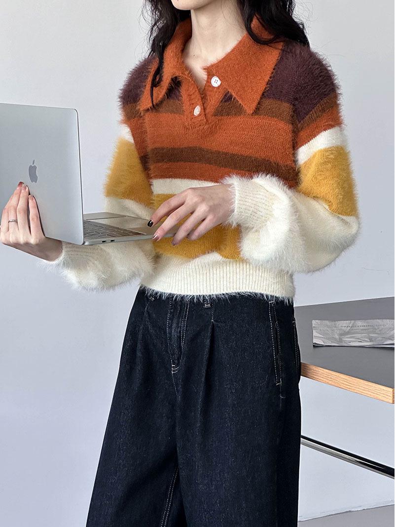 Женский вязаный свитер в стиле колор-блок в корейском стиле с ретро лацканом - Оранжевый Zhi 302 One Size
Женский вязаный свитер в стиле колор-блок в корейском стиле с ретро лацканом - Оранжевый Zhi 302 One Size