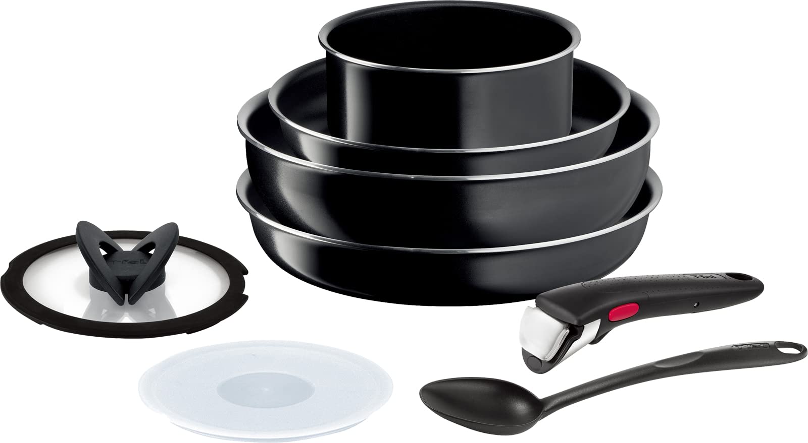 Набор из сковороды и кастрюли Tefal со съемными ручками для газовых плит Neo Black Titanium с ложкой Epis L43894, 8 предметов Ingenio Intense с антипригарным покрытием чёрный
Набор из сковороды и кастрюли Tefal со съемными ручками для газовых плит Neo Black Titanium с ложкой Epis L43894, 8 предметов Ingenio Intense с антипригарным покрытием чёрный
