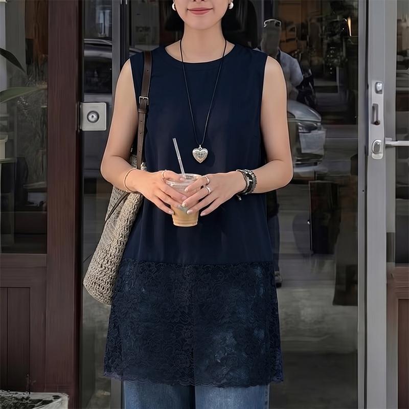 ZANZEA Women Casual Round Neck Lace Splice Summer Sleeveless Tank Tops 2XL темно-синього кольору
ZANZEA Women Casual Round Neck Lace Splice Summer Sleeveless Tank Tops 2XL темно-синього кольору