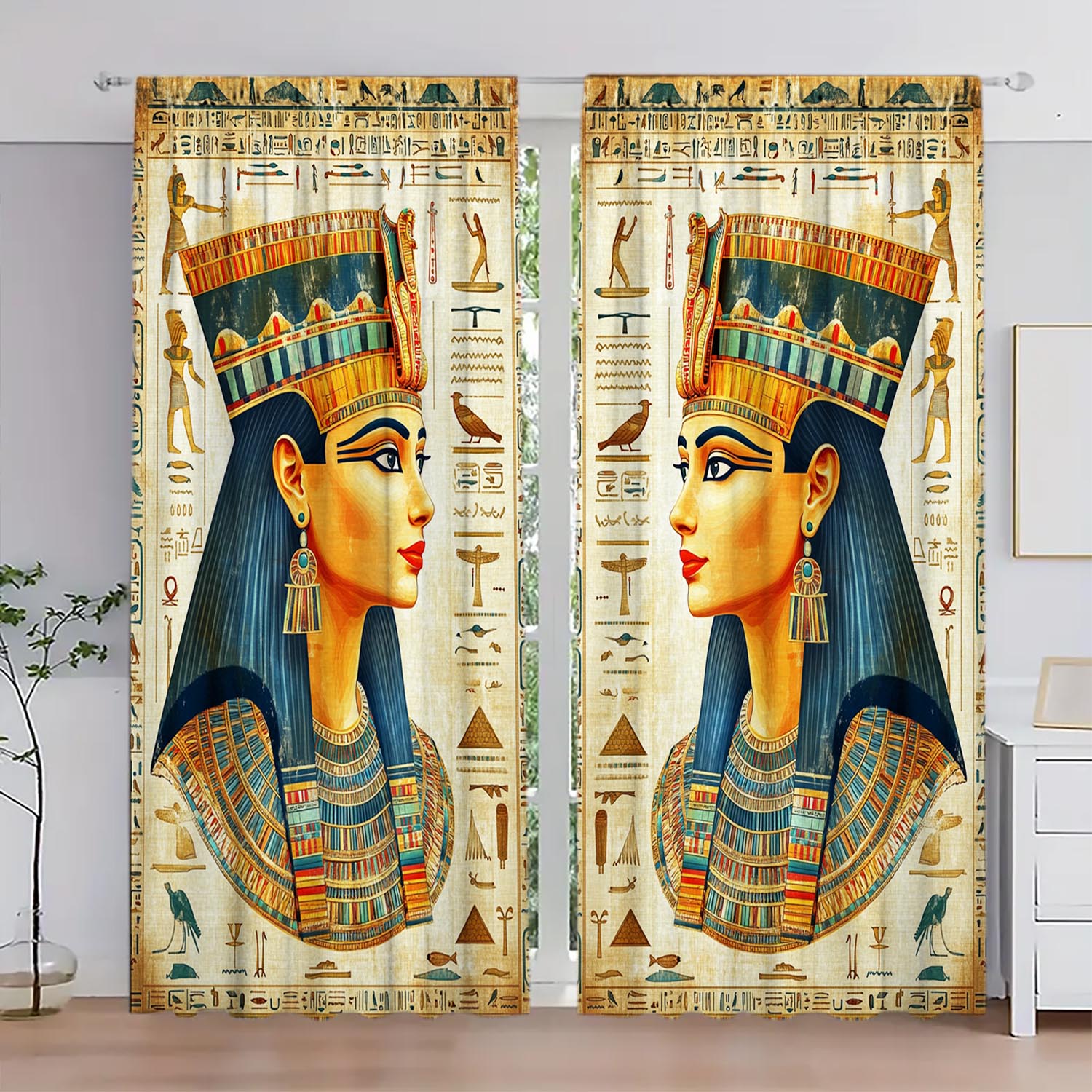 Panels Egyptian Mural Pattern Window Curtains Versatile Design Suitable Any Style Creating Peaceful Living Space Curtain Polyester W100*H70(CM)-Hooks&2PCS
Panels Egyptian Mural Pattern Window Curtains Versatile Design Suitable Any Style Creating Peaceful Living Space Curtain Polyester W100*H70(CM)-Hooks&2PCS