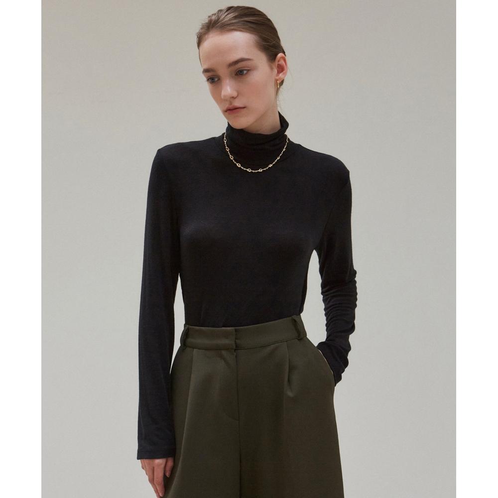 NICKNICOLE LONG SLEEVE TURTLENECK TOPBLACK