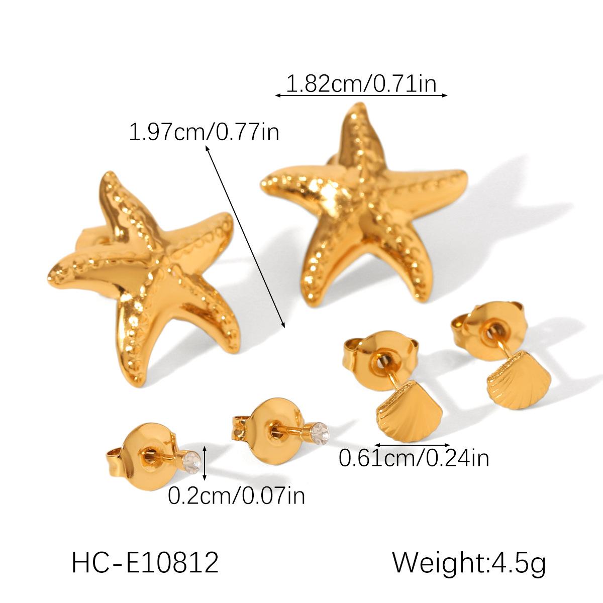 Star-shaped jewelry set zircon stud earrings Ins vacation style starfish earrings 18k gold titanium steel accessories
Star-shaped jewelry set zircon stud earrings Ins vacation style starfish earrings 18k gold titanium steel accessories