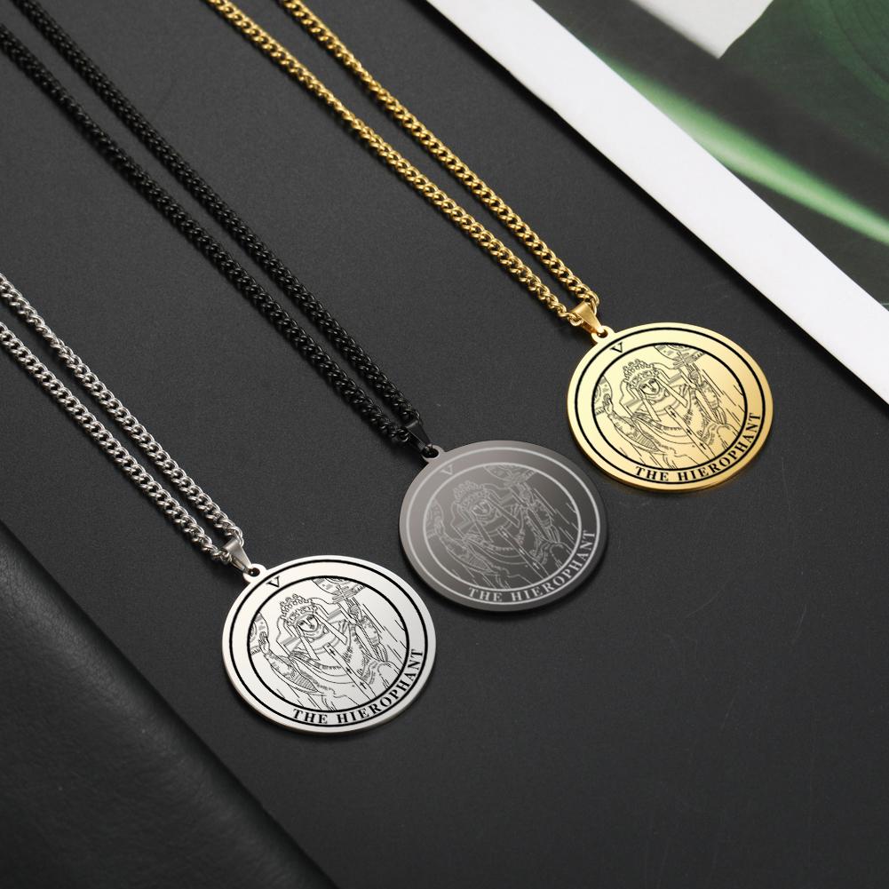 LIKGREAT Vintage Round Tarot Card Necklace Major Arcana Pagan Astrology Amulet Pendants Aesthetic Stainless Steel Jewelry Steel color
LIKGREAT Vintage Round Tarot Card Necklace Major Arcana Pagan Astrology Amulet Pendants Aesthetic Stainless Steel Jewelry Steel color