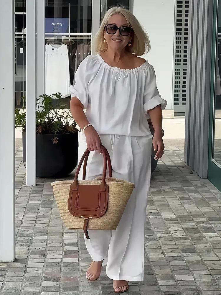 2026 Spring/Summer European & American Women s Loose Drawstring Two-Piece Set: Round Neck Top & Pants 3XL білий
2026 Spring/Summer European & American Women s Loose Drawstring Two-Piece Set: Round Neck Top & Pants 3XL білий
