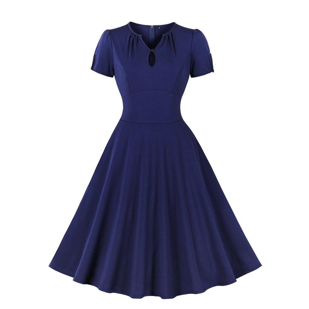 Women Retro 50s 60s Hepburn Short Sleeves V Neck Midi Dress Office Host Wedding Bride Bridesmaids Party Gowns S темно-синий
Women Retro 50s 60s Hepburn Short Sleeves V Neck Midi Dress Office Host Wedding Bride Bridesmaids Party Gowns S темно-синий