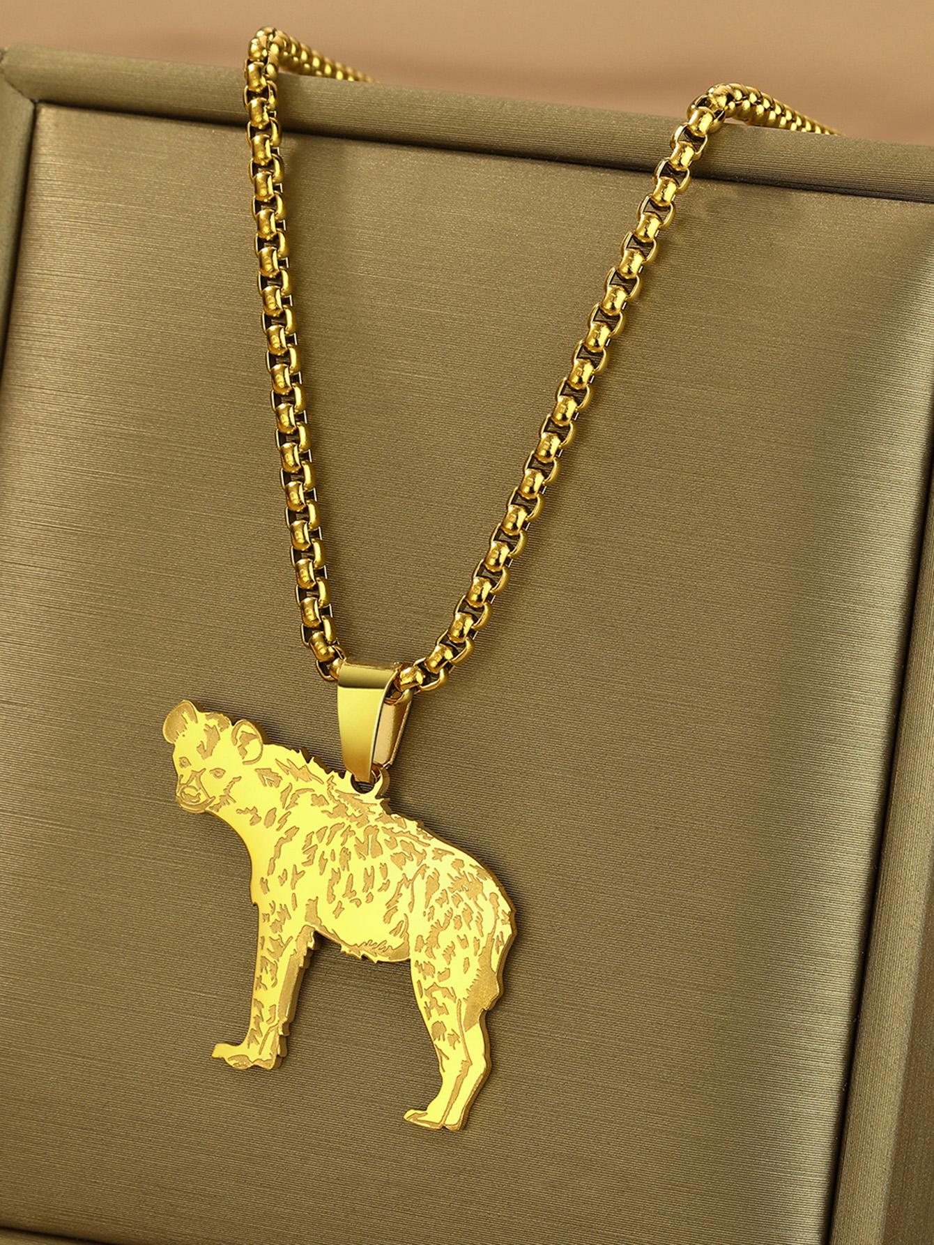 Kinitial Laser carved exquisite and fashionable stainless steel necklace spotted hyena back pendant, birthday commemorative gift золотий
Kinitial Laser carved exquisite and fashionable stainless steel necklace spotted hyena back pendant, birthday commemorative gift золотий