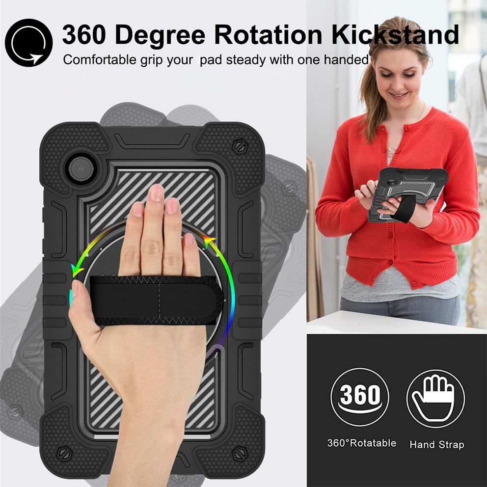 For Samsung Galaxy Tab A9 Rugged Kickstand Case Silicone+PC Tablet Cover with Wrist Band/Shoulder Strap All Black
For Samsung Galaxy Tab A9 Rugged Kickstand Case Silicone+PC Tablet Cover with Wrist Band/Shoulder Strap All Black
