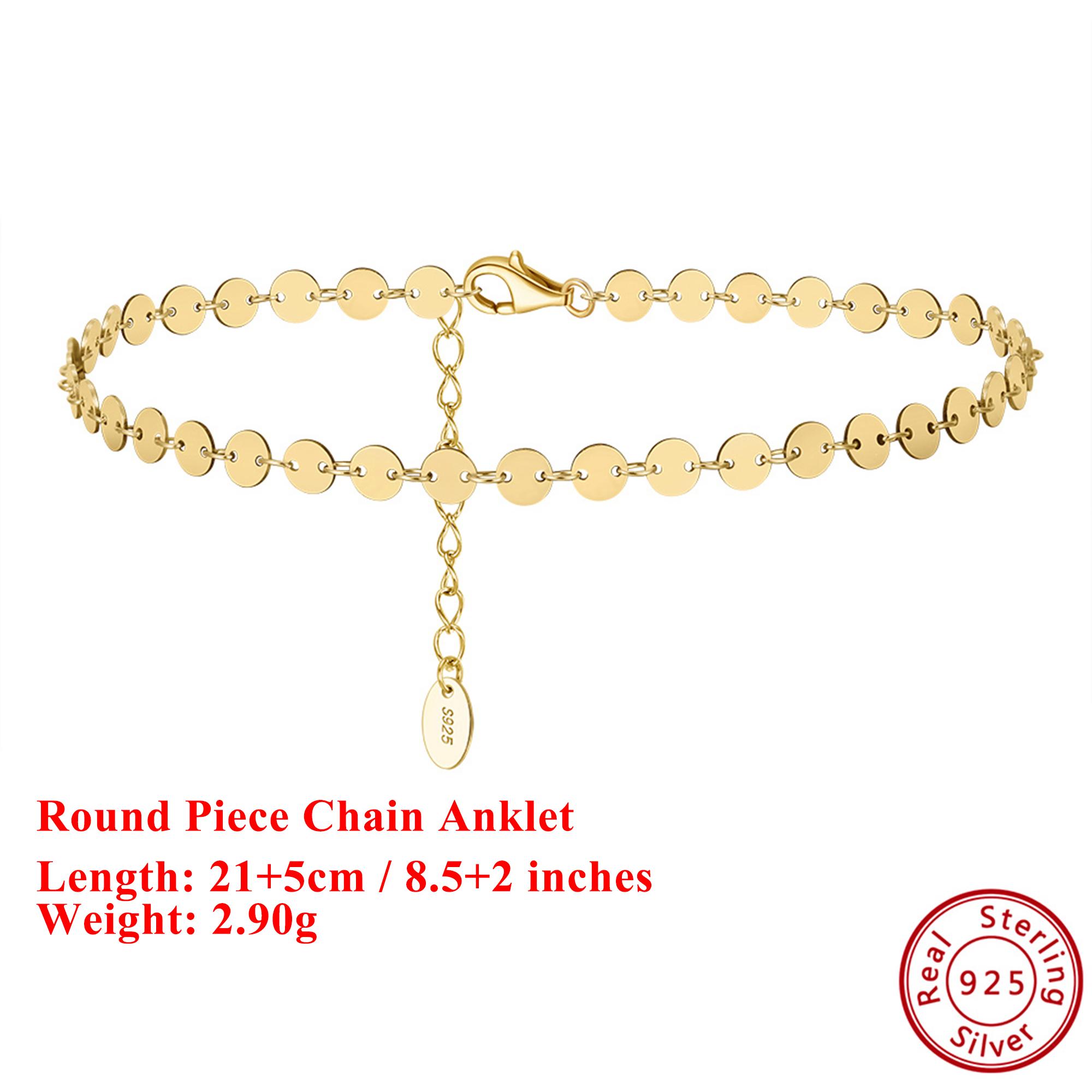Effie Queen 100% 925 Sterling Silver 14k Gold Round Piece Chain Anklet Simple Jewelry for Women Summer Beach Birthdays Gift SA25
Effie Queen 100% 925 Sterling Silver 14k Gold Round Piece Chain Anklet Simple Jewelry for Women Summer Beach Birthdays Gift SA25