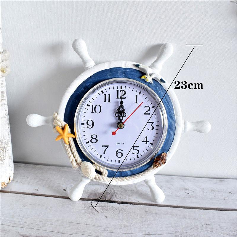 Mediterranean Style Wooden Blue White Wall Clock Rudder Helmsman Anchor Electronic Watch Nautical Clock Office Home Decoration
Mediterranean Style Wooden Blue White Wall Clock Rudder Helmsman Anchor Electronic Watch Nautical Clock Office Home Decoration