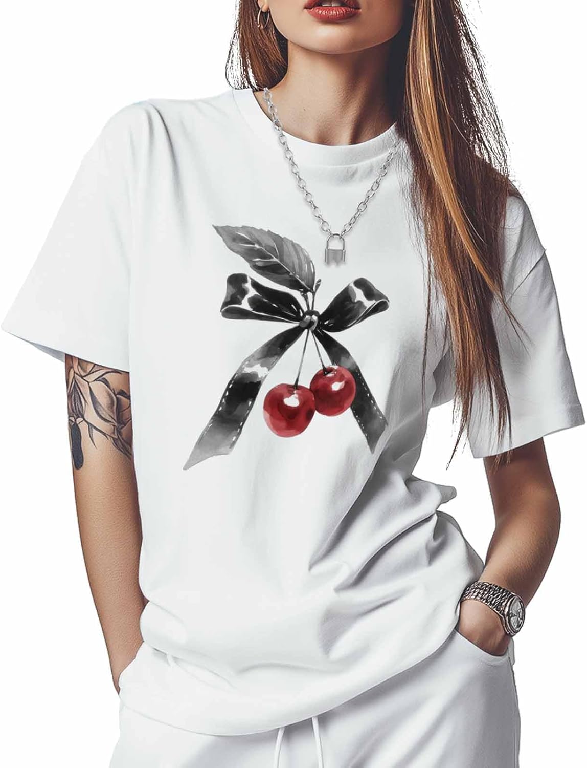T Shirts for Women Graphic Tees Cherry Crew Neck Short Sleeve Shirts for Women Bow Girly Casual T-Shirt 5XL різнокольоровий
T Shirts for Women Graphic Tees Cherry Crew Neck Short Sleeve Shirts for Women Bow Girly Casual T-Shirt 5XL різнокольоровий