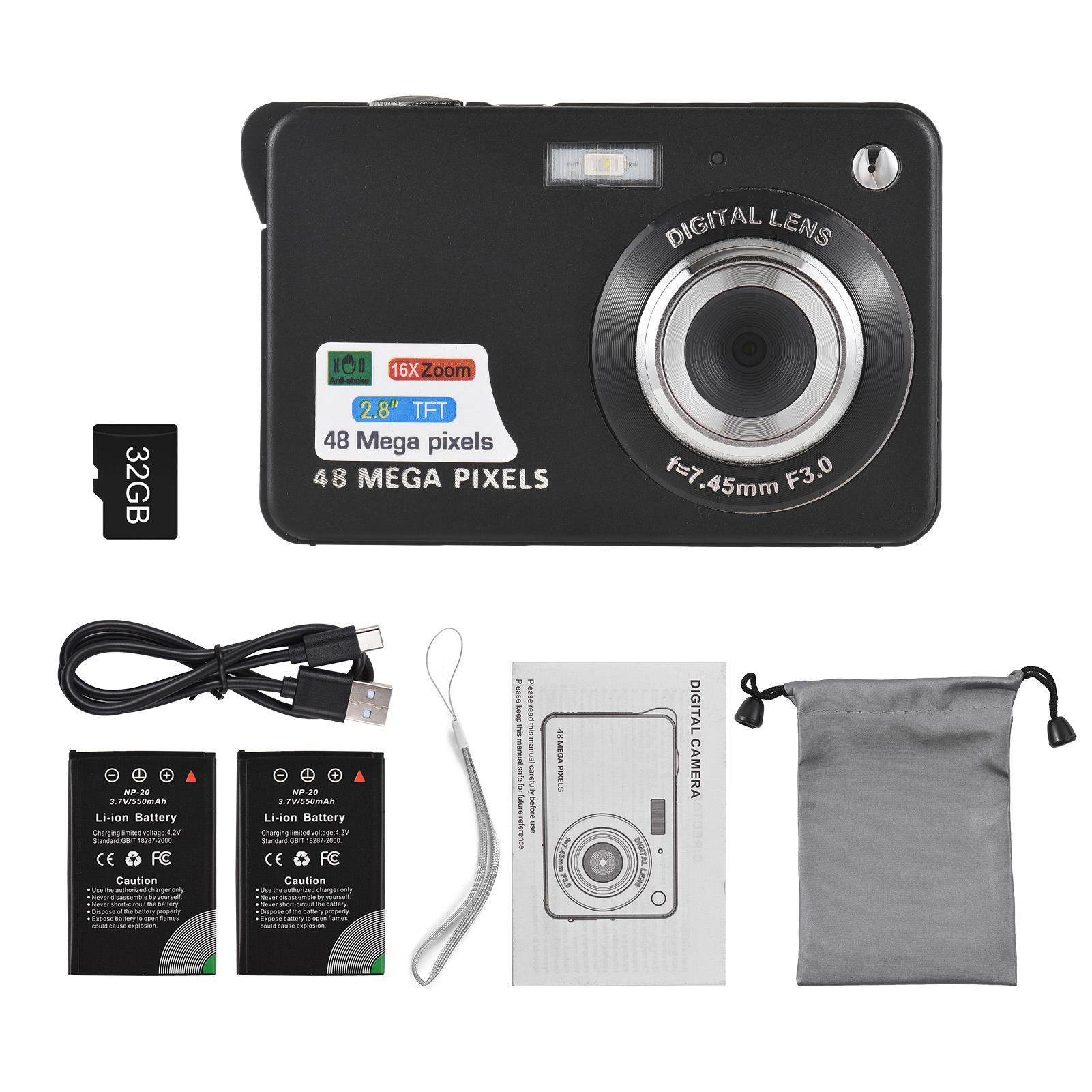 4K Digital Camera Video Camera Camcorder 48MP Auto Focus 16X Digital Zoom Anti-shake Face Detect Smile Capture Built-in Flash чорний
4K Digital Camera Video Camera Camcorder 48MP Auto Focus 16X Digital Zoom Anti-shake Face Detect Smile Capture Built-in Flash чорний