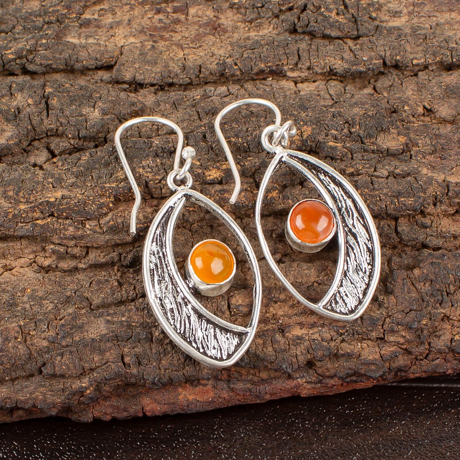 Carnelian Gemstone 925 Sterling Silver Jewelry Handmade Earrings 1.60 For Gift EE-61-20
Carnelian Gemstone 925 Sterling Silver Jewelry Handmade Earrings 1.60 For Gift EE-61-20