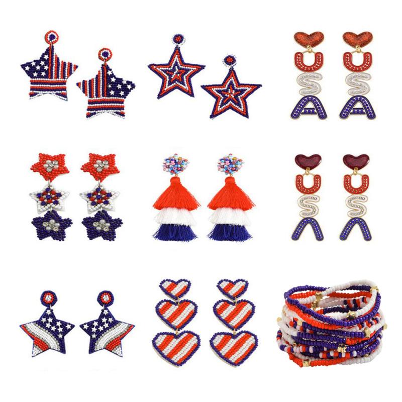 Women 4th Of July Drop Earrings American Flag Beaded Star Dangle Earrings Patriotic Earrings Holiday
Women 4th Of July Drop Earrings American Flag Beaded Star Dangle Earrings Patriotic Earrings Holiday