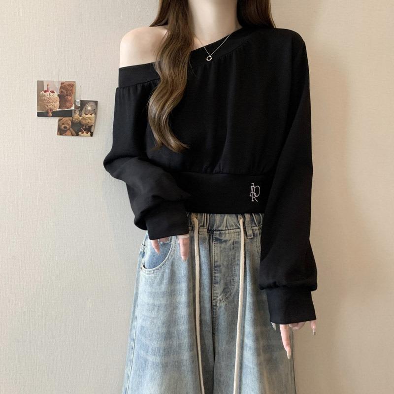 Реальное фото нерегулярный диагональный вырез свитер с открытыми плечами женский тонкий свободный короткий вышитый милый и пикантный длинный рукав 2XL чёрный
Реальное фото нерегулярный диагональный вырез свитер с открытыми плечами женский тонкий свободный короткий вышитый милый и пикантный длинный рукав 2XL чёрный