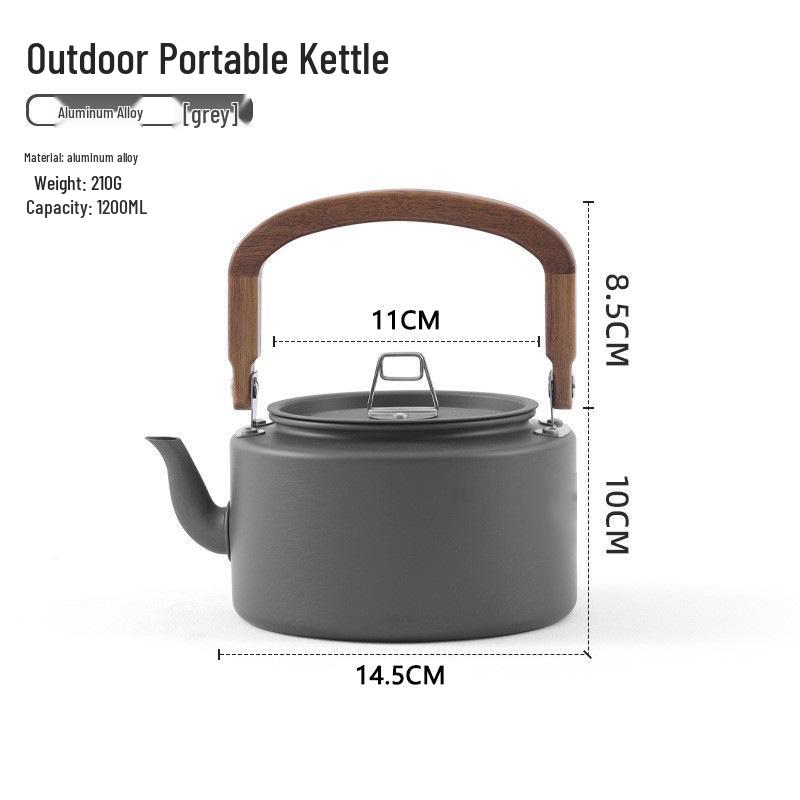 Aluminum Camping Teapot with 1.2L Capacity and Real Wood Handle
Aluminum Camping Teapot with 1.2L Capacity and Real Wood Handle