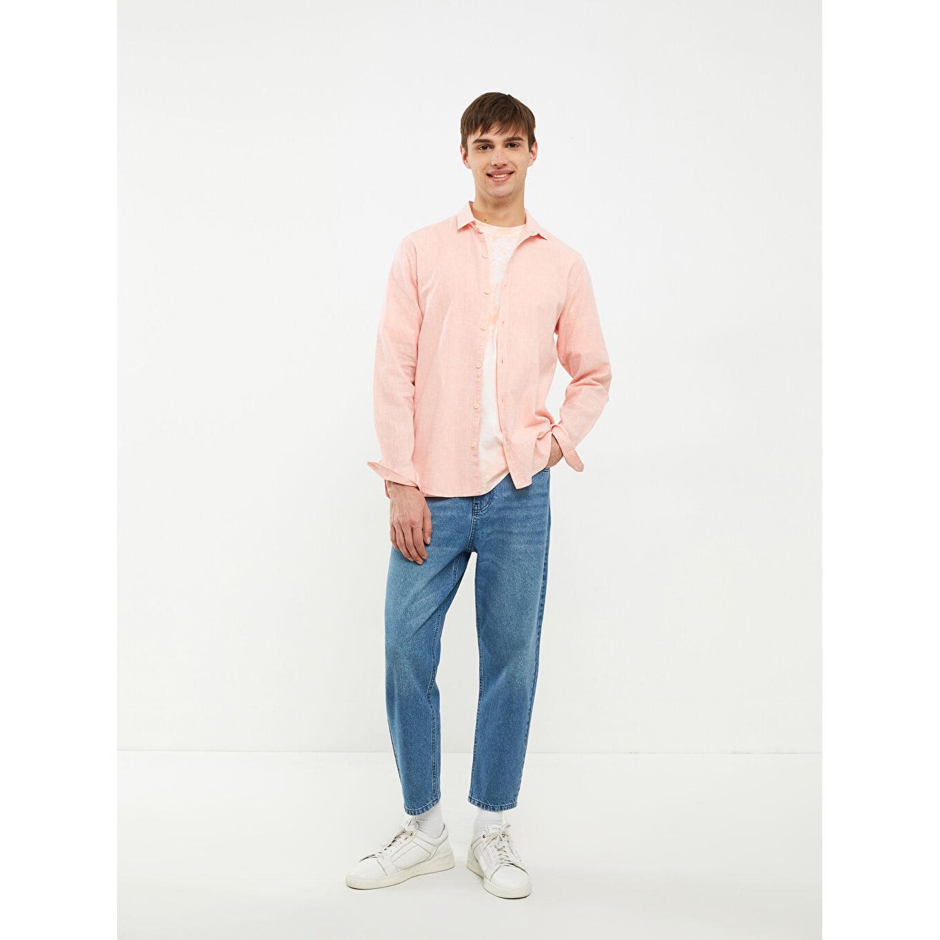 XSIDE Обычный крой с длинным рукавом Льняная мужская рубашка Розовая 
XSIDE Обычный крой с длинным рукавом Льняная мужская рубашка Розовая