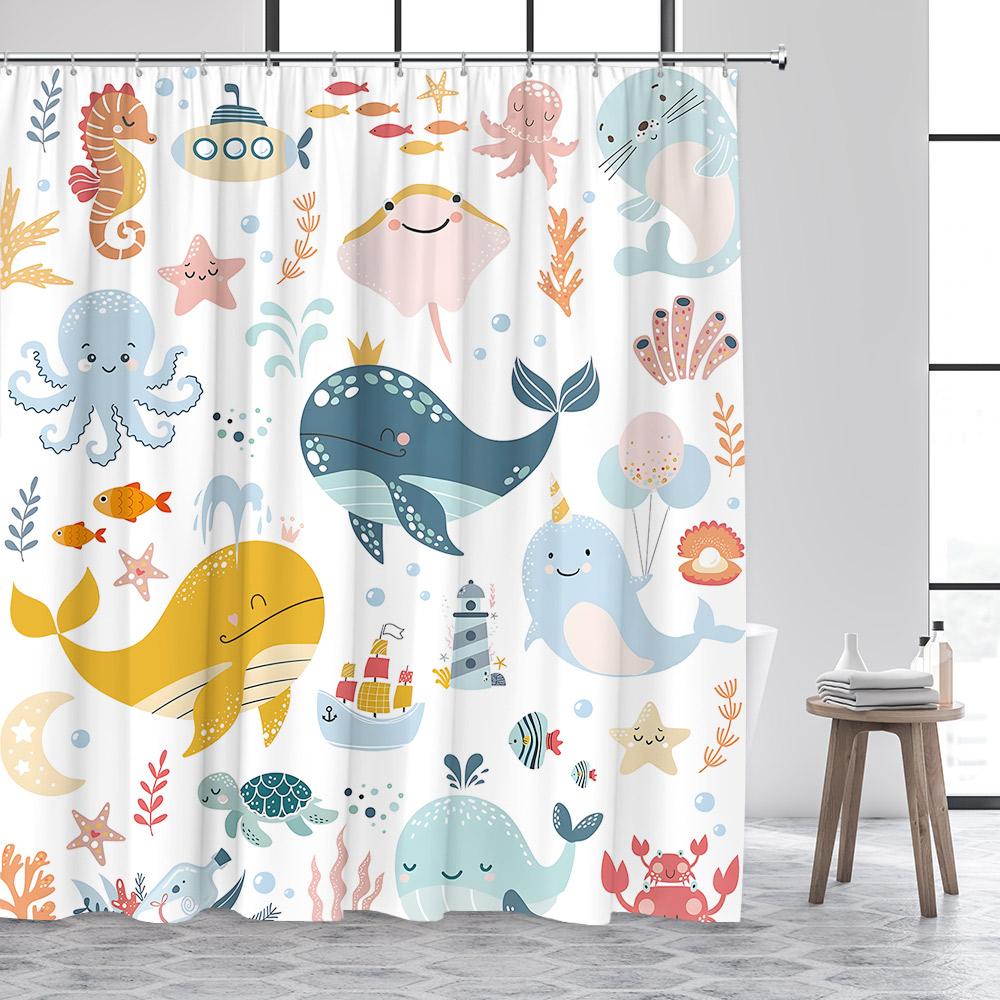Shower Curtain Cute Cartoon Ocean Animal Print Waterproof Polyester Bath Curtain, Kids Positive Affirmation Dog Bathroom Decor W W60H190(CM)-1 Pcs
Shower Curtain Cute Cartoon Ocean Animal Print Waterproof Polyester Bath Curtain, Kids Positive Affirmation Dog Bathroom Decor W W60H190(CM)-1 Pcs