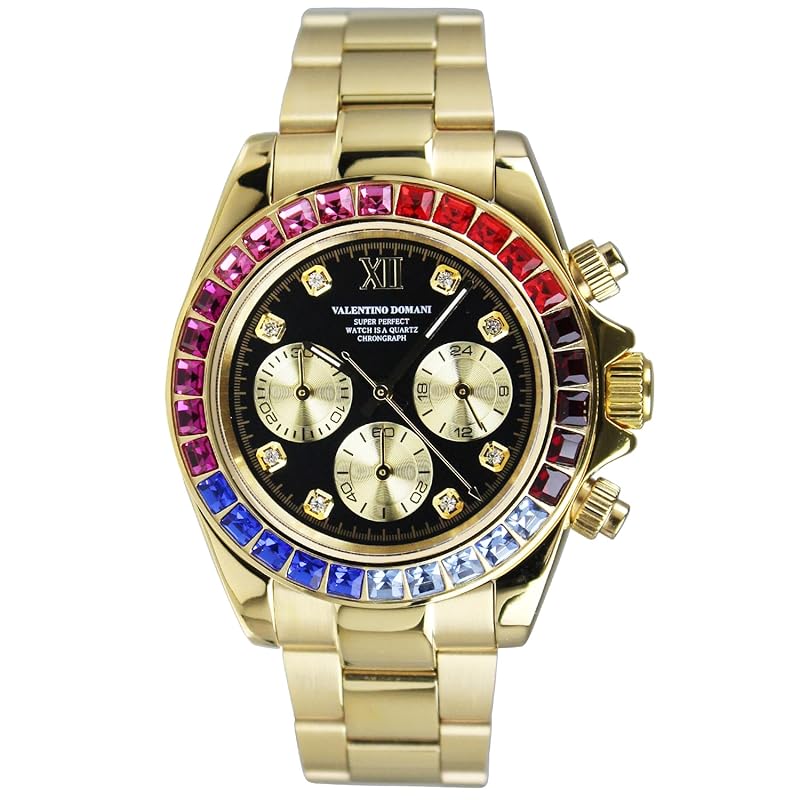 VALENTINO DOMANI (Valentino Domani) Men s watch chronograph zirconia gold GOLD golden black face bezel zirconia VD006MUB
VALENTINO DOMANI (Valentino Domani) Men s watch chronograph zirconia gold GOLD golden black face bezel zirconia VD006MUB