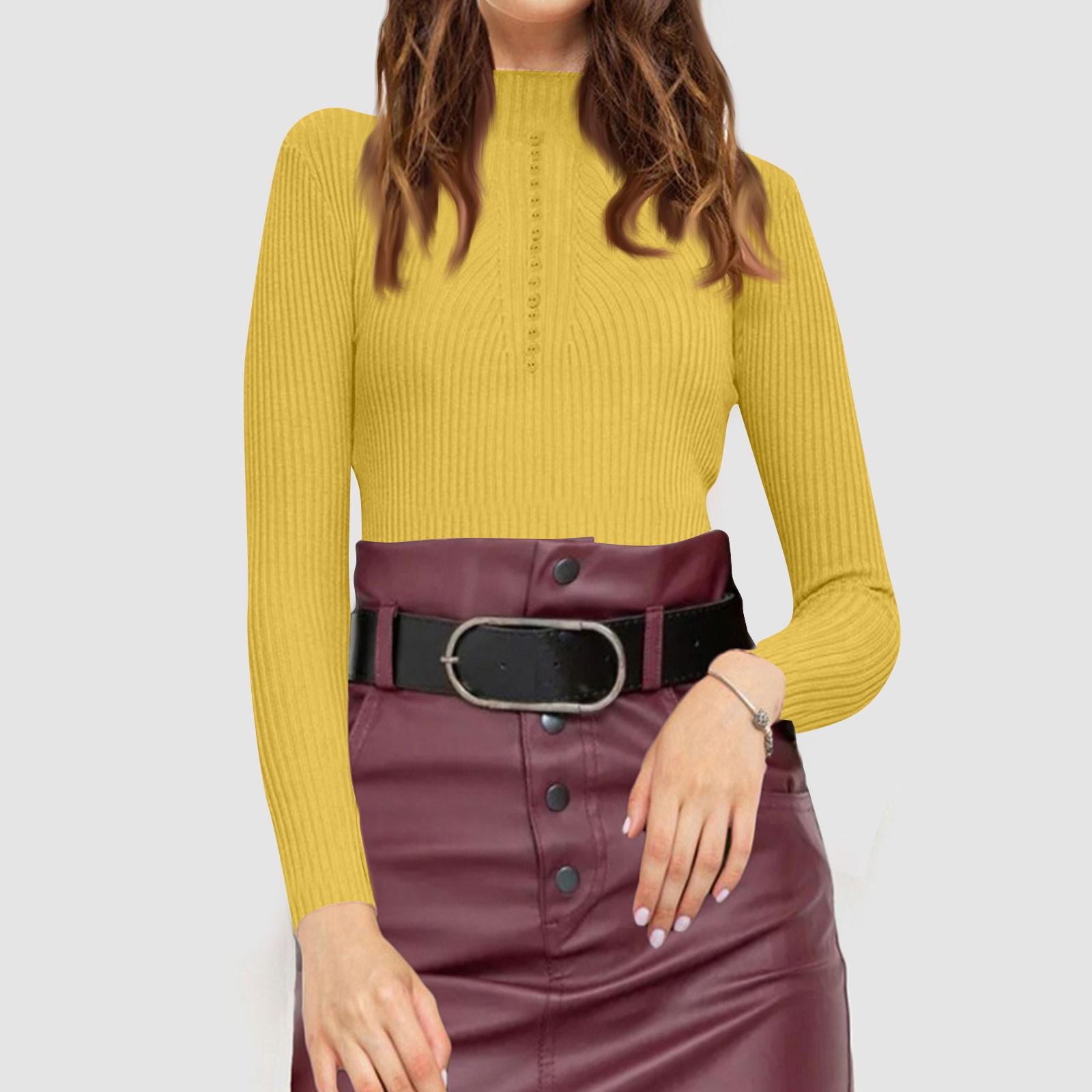 Жіночий модний повсякденний однотонний светр з довгим рукавом, тонкий светр, пуловер XL жовтий
Жіночий модний повсякденний однотонний светр з довгим рукавом, тонкий светр, пуловер XL жовтий