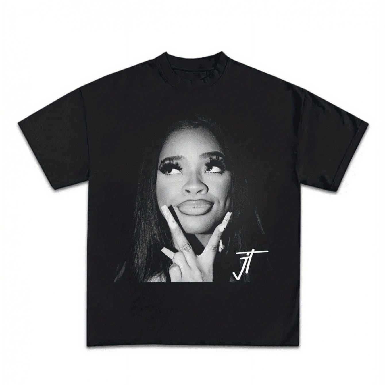 JT Merch Official Rapper Graphic TShirt for Unisex Women Black Hip Hop Crewneck Tee with Bold JT Face Signature Print Fit S
JT Merch Official Rapper Graphic TShirt for Unisex Women Black Hip Hop Crewneck Tee with Bold JT Face Signature Print Fit S
