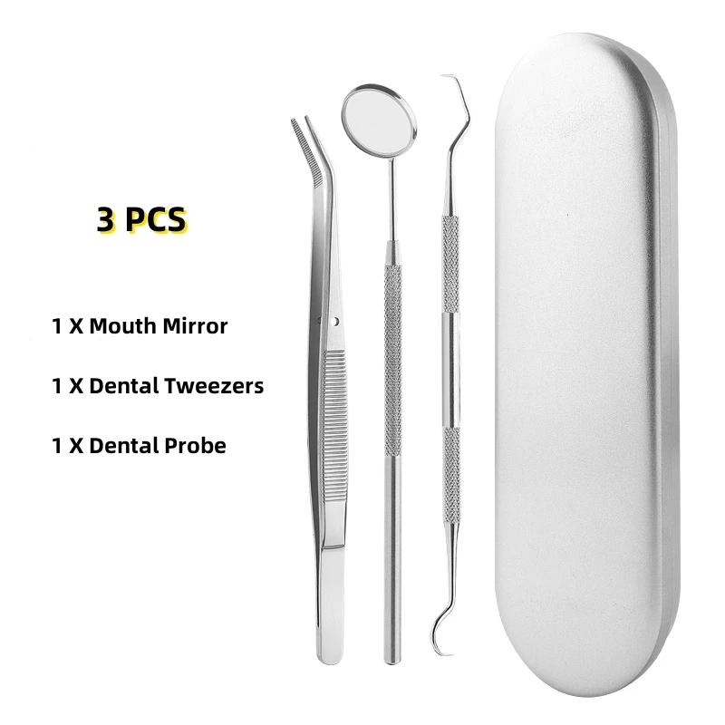 Stainless Steel Dentist Clean Tools Dental Mirror Double Probe Sickle Hoe Tooth Cleaner Dental Tool Products Oral Care Kit
Stainless Steel Dentist Clean Tools Dental Mirror Double Probe Sickle Hoe Tooth Cleaner Dental Tool Products Oral Care Kit