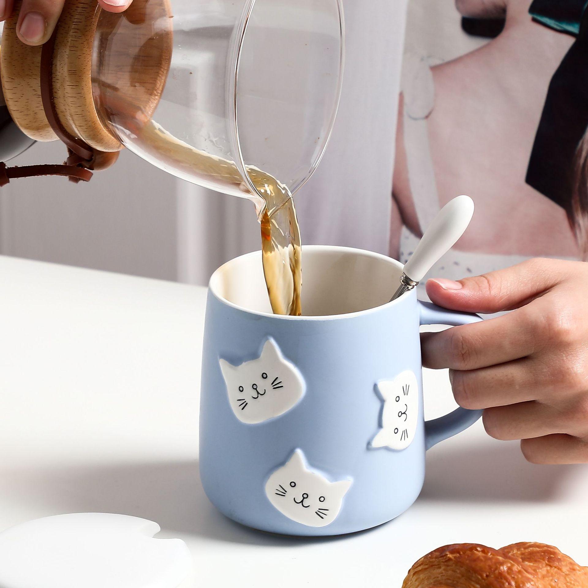 Creative Embossed Cute Cat Ceramic Cup Student Mug Milk Cup Office Drinking Cup Couple Water Cup 420ml
Creative Embossed Cute Cat Ceramic Cup Student Mug Milk Cup Office Drinking Cup Couple Water Cup 420ml