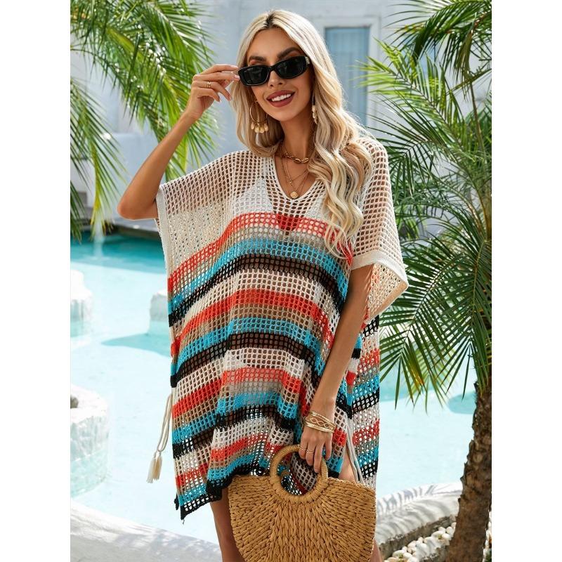 Womens Rainbow Stripe Print Hollow Out Mesh V Neck Short Sleeve Tassel Hem Beach Cover Up OneSize абрикосовий
Womens Rainbow Stripe Print Hollow Out Mesh V Neck Short Sleeve Tassel Hem Beach Cover Up OneSize абрикосовий