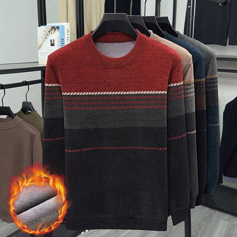Men s Colorful Striped Chenille Sweater with Plush Lining, Thick and Warm, Round Neck Casual Knitwear XL вина червоного кольору
Men s Colorful Striped Chenille Sweater with Plush Lining, Thick and Warm, Round Neck Casual Knitwear XL вина червоного кольору