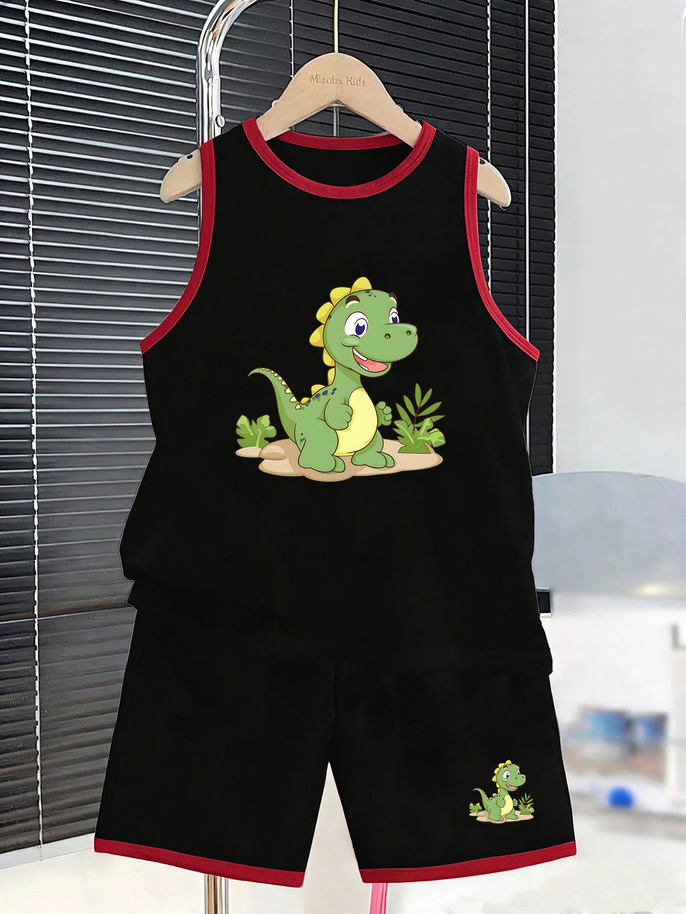 Boys tiny cute dinosaur cartoon vest shorts. Sweet mini dino print, skin-friendly fabric for young boys school and play wear. 2-3Y чёрный
Boys tiny cute dinosaur cartoon vest shorts. Sweet mini dino print, skin-friendly fabric for young boys school and play wear. 2-3Y чёрный