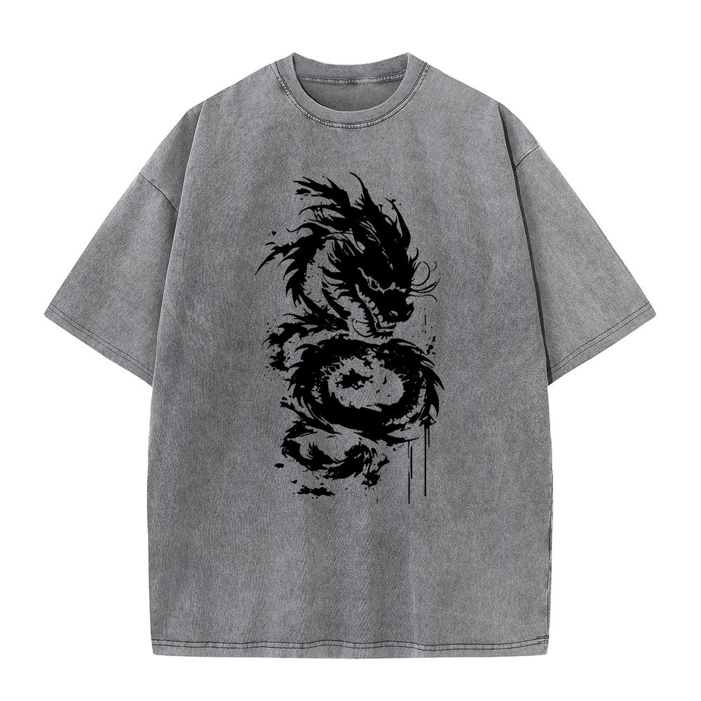 Mens Heavyweight Washed Cotton T Shirt Distressed Style Dragon Print Short Sleeve Retro Streetwear Loose And Comfortable Top S
Mens Heavyweight Washed Cotton T Shirt Distressed Style Dragon Print Short Sleeve Retro Streetwear Loose And Comfortable Top S