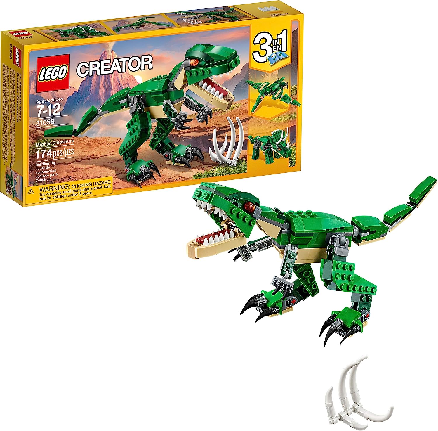 LEGO Creator 3 в 1 Могучие динозавры 31058 Набор строительных игрушек для детей, мальчиков и девочек в возрасте 7–12 лет (174 шт.)
LEGO Creator 3 в 1 Могучие динозавры 31058 Набор строительных игрушек для детей, мальчиков и девочек в возрасте 7–12 лет (174 шт.)