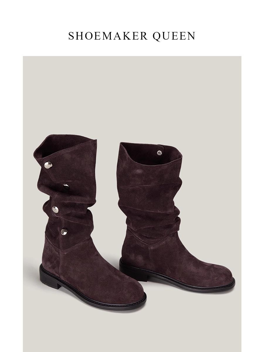 Niche button foldable slim pile boots but knee leather boots two wear women s medium tube knight boots long tube Martin boots 40
Niche button foldable slim pile boots but knee leather boots two wear women s medium tube knight boots long tube Martin boots 40