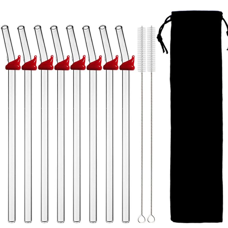 8Pcs Christmas Reusable High Borosilicate Glass Drinking Straws Bent Straw Set with 2 Brush Milk Shake Coffee Cocktail Straw Bar
8Pcs Christmas Reusable High Borosilicate Glass Drinking Straws Bent Straw Set with 2 Brush Milk Shake Coffee Cocktail Straw Bar