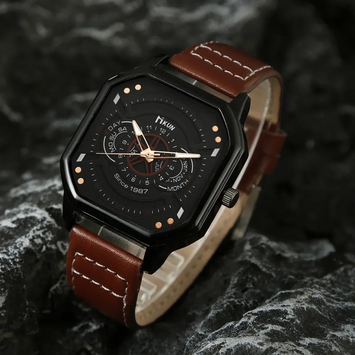 5/1pcs/Set Men Quartz Watches Bracelets Casual PU Leather Strap Cool Black Watch Big Dial Square Sports Watch Relógios Masculino
5/1pcs/Set Men Quartz Watches Bracelets Casual PU Leather Strap Cool Black Watch Big Dial Square Sports Watch Relógios Masculino
