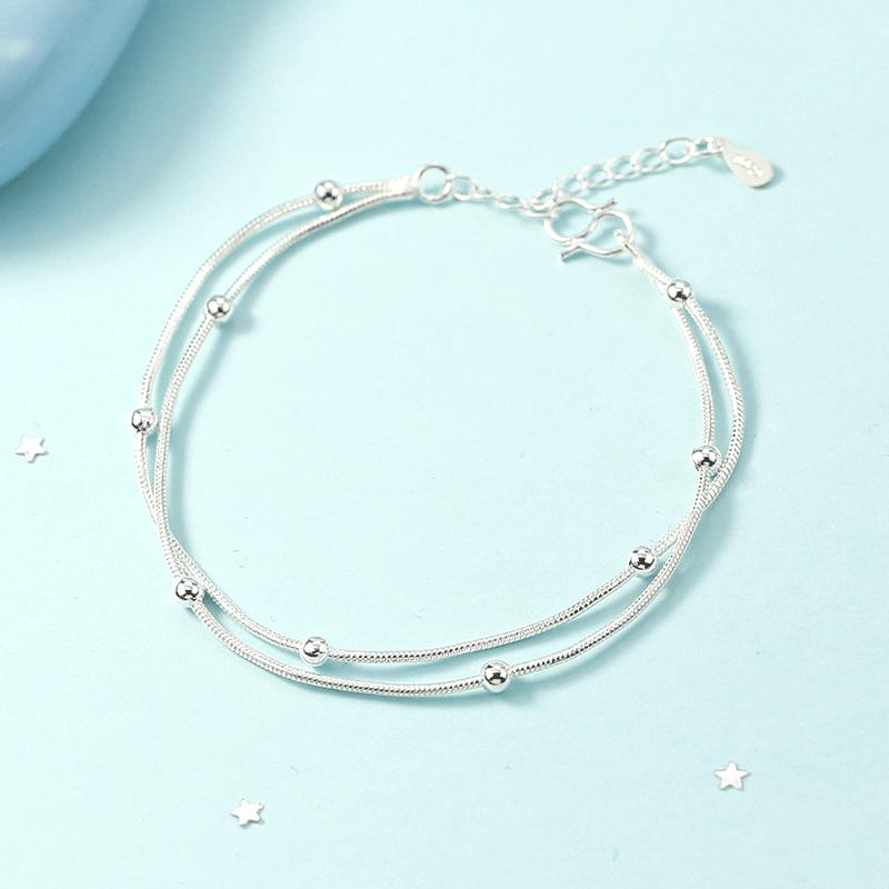 Korean Style Silver-Plated Snake Bone Bracelet and Anklet with Round Beads - Double-Layer Design Double-layer Round Bead (Anklet 056)
Korean Style Silver-Plated Snake Bone Bracelet and Anklet with Round Beads - Double-Layer Design Double-layer Round Bead (Anklet 056)